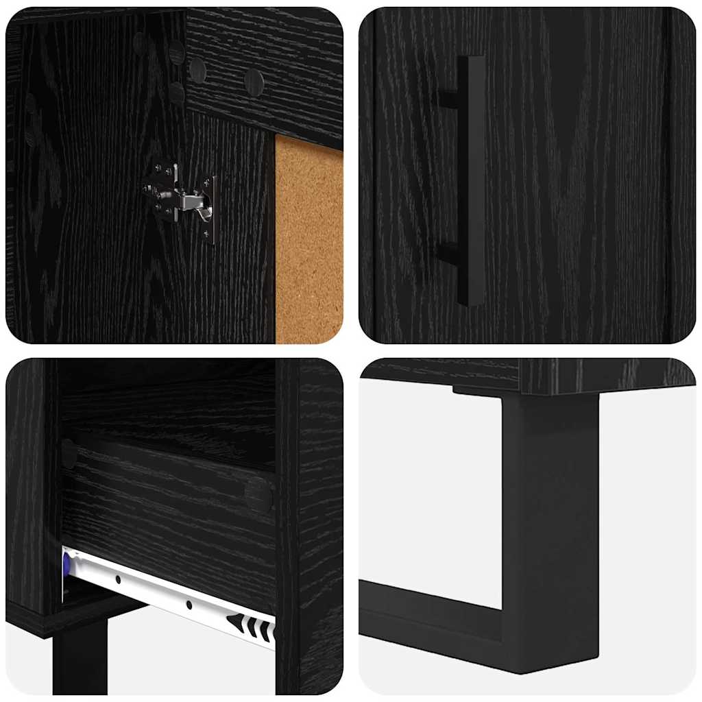Highboard met lade Zwart Eiken 69,5 x 31 x 115 cm Bewerkt hout is nu te koop bij PeponiXL, paradijselijk wonen!