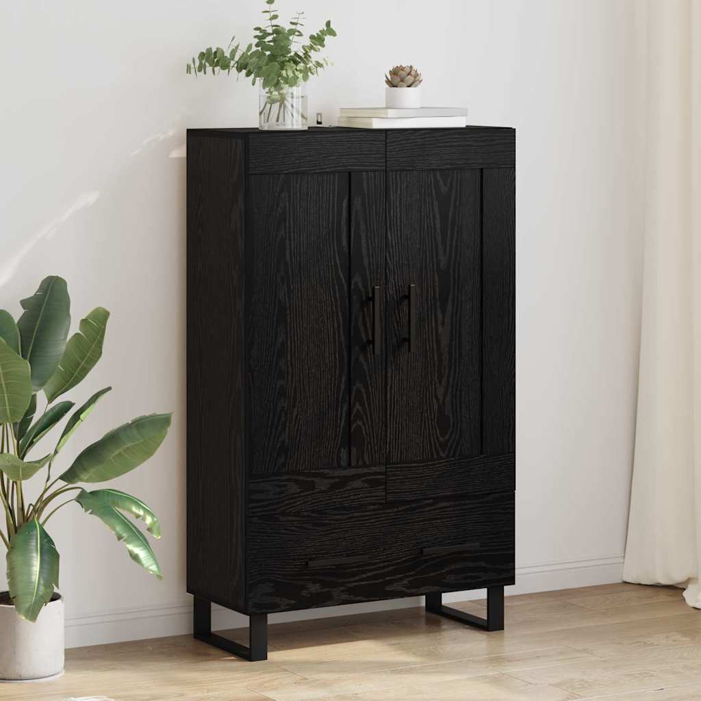 Highboard met lade Zwart Eiken 69,5 x 31 x 115 cm Bewerkt hout is nu te koop bij PeponiXL, paradijselijk wonen!