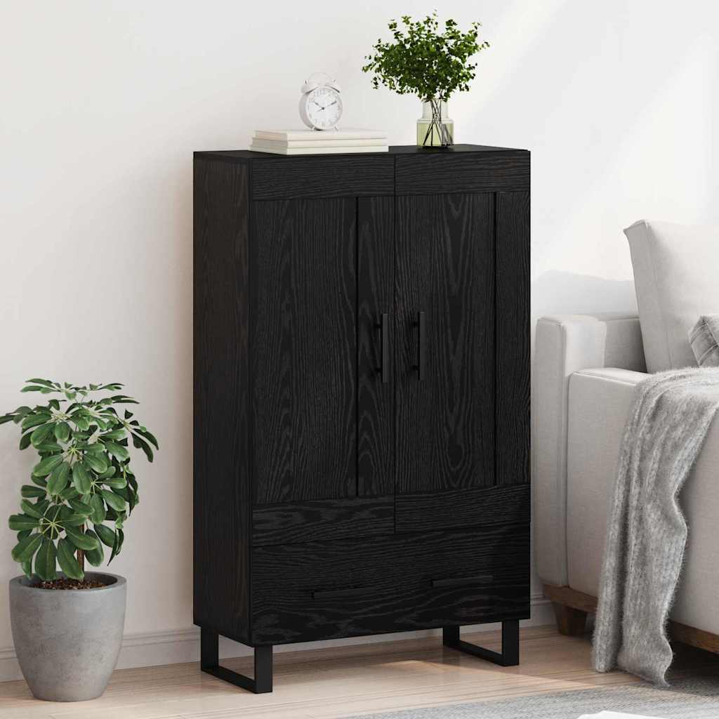 Highboard met lade Zwart Eiken 69,5 x 31 x 115 cm Bewerkt hout is nu te koop bij PeponiXL, paradijselijk wonen!