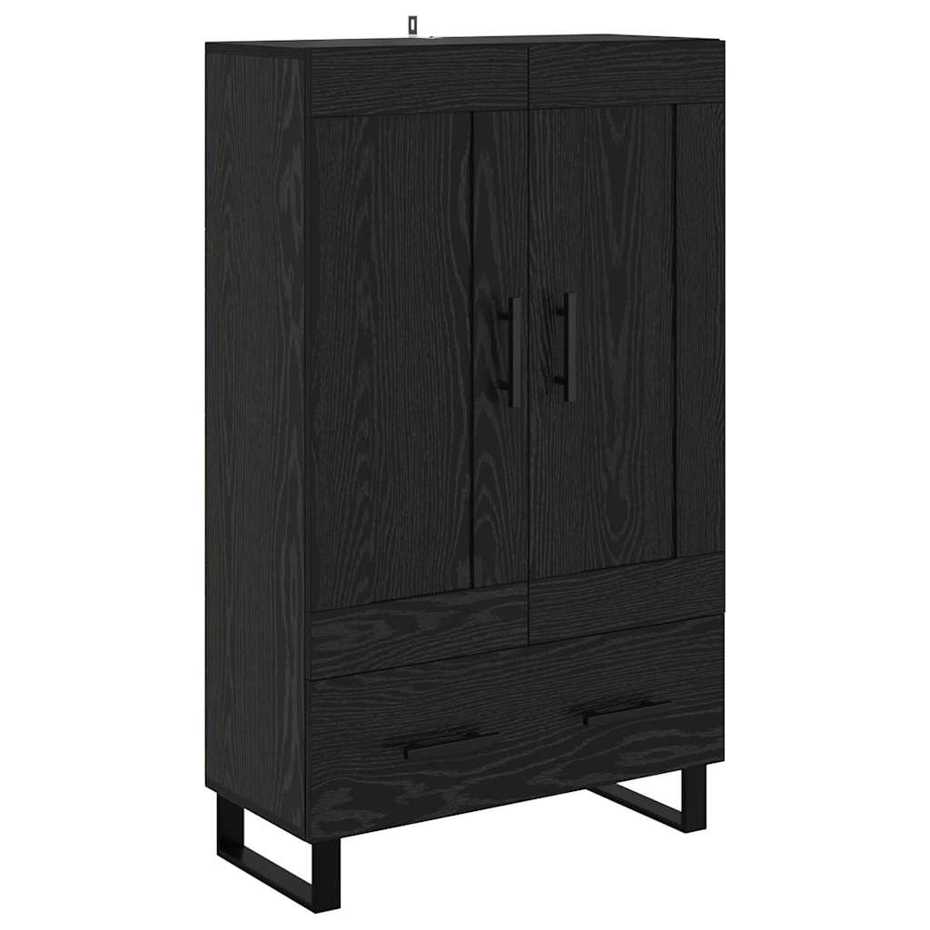 Highboard met lade Zwart Eiken 69,5 x 31 x 115 cm Bewerkt hout is nu te koop bij PeponiXL, paradijselijk wonen!
