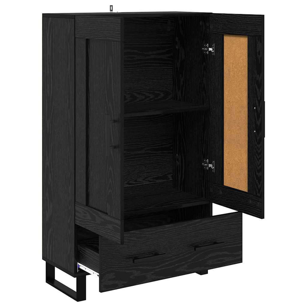 Highboard met lade Zwart Eiken 69,5 x 31 x 115 cm Bewerkt hout is nu te koop bij PeponiXL, paradijselijk wonen!