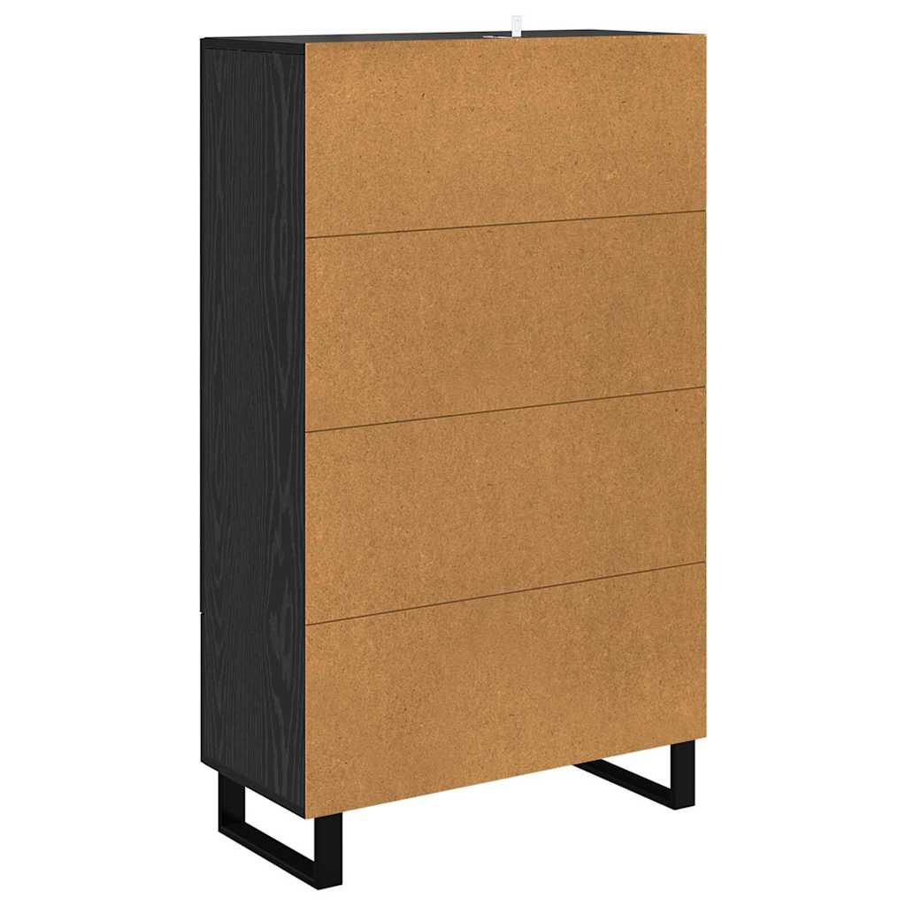 Highboard met lade Zwart Eiken 69,5 x 31 x 115 cm Bewerkt hout is nu te koop bij PeponiXL, paradijselijk wonen!