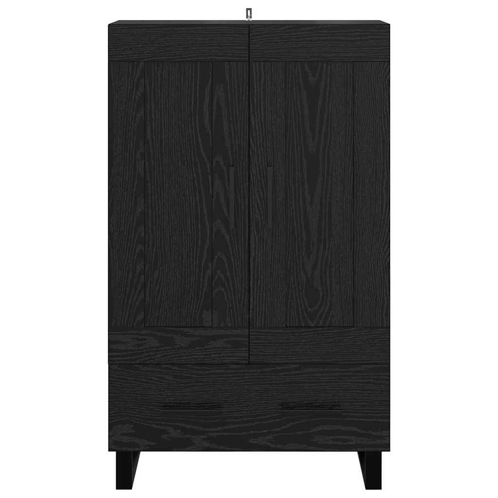 Highboard met lade Zwart Eiken 69,5 x 31 x 115 cm Bewerkt hout is nu te koop bij PeponiXL, paradijselijk wonen!