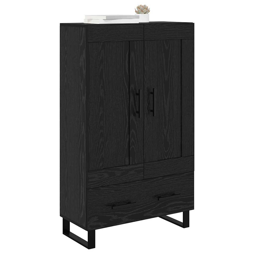 Highboard met lade Zwart Eiken 69,5 x 31 x 115 cm Bewerkt hout is nu te koop bij PeponiXL, paradijselijk wonen!