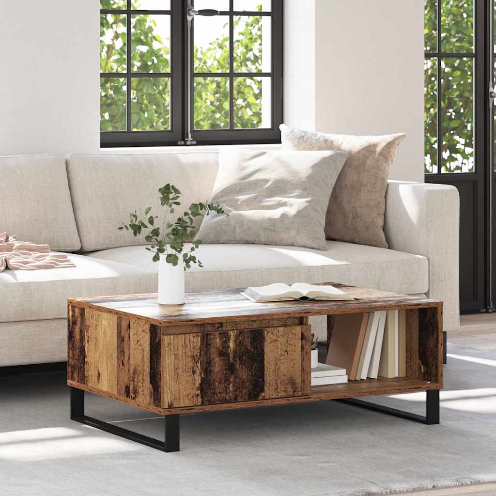 Salontafel Oud Hout 90 x 60 x 35 cm Bewerkt hout is nu te koop bij PeponiXL, paradijselijk wonen!