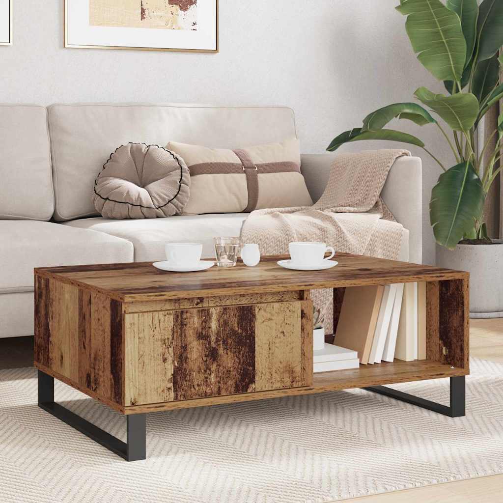 Salontafel Oud Hout 90 x 60 x 35 cm Bewerkt hout is nu te koop bij PeponiXL, paradijselijk wonen!