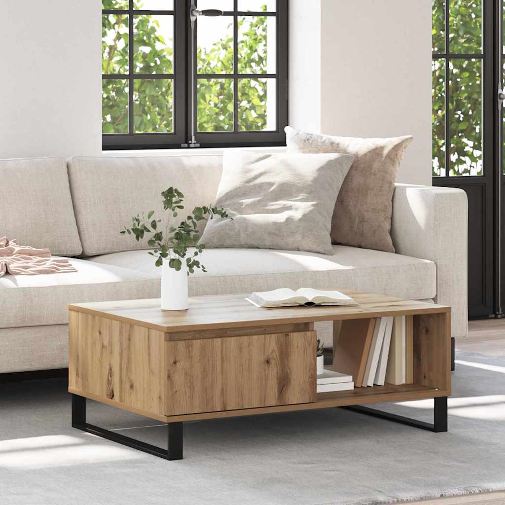 Salontafel Artisan Eiken 90 x 60 x 35 cm Bewerkt hout is nu te koop bij PeponiXL, paradijselijk wonen!