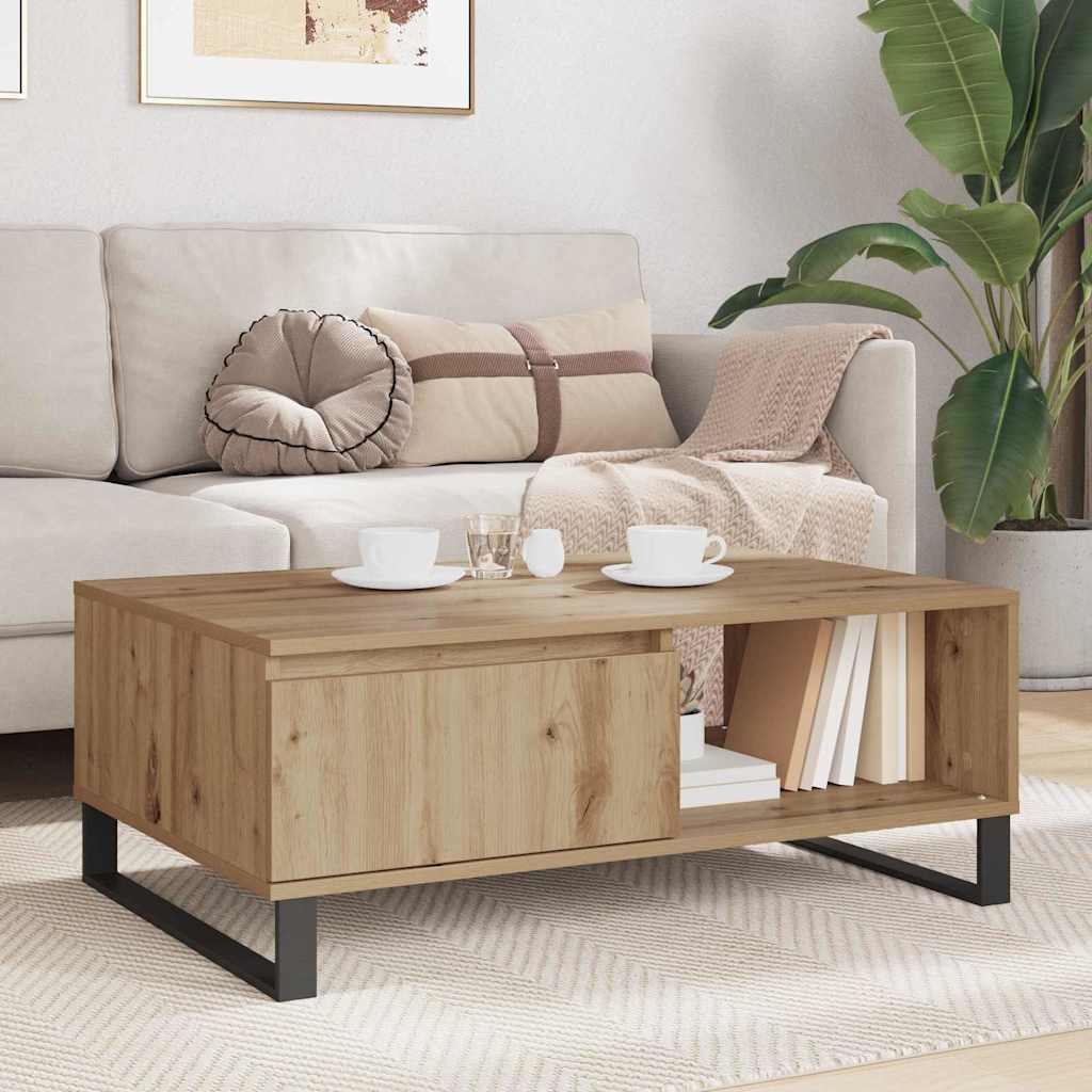 Salontafel Artisan Eiken 90 x 60 x 35 cm Bewerkt hout is nu te koop bij PeponiXL, paradijselijk wonen!