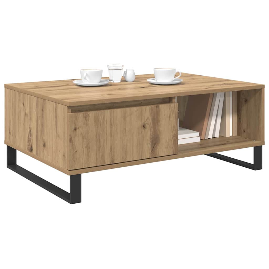 Salontafel Artisan Eiken 90 x 60 x 35 cm Bewerkt hout is nu te koop bij PeponiXL, paradijselijk wonen!