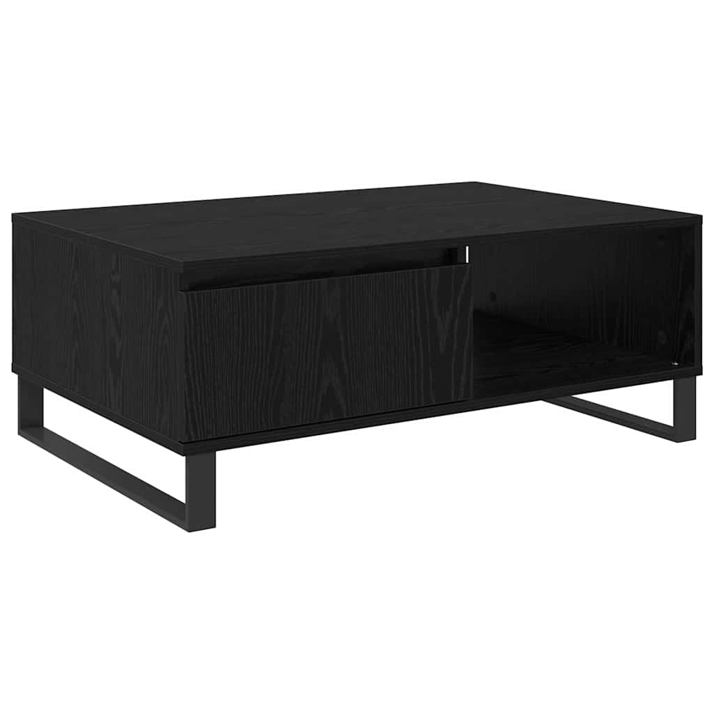 Salontafel Zwart Eiken 90 x 60 x 35 cm Bewerkt hout is nu te koop bij PeponiXL, paradijselijk wonen!