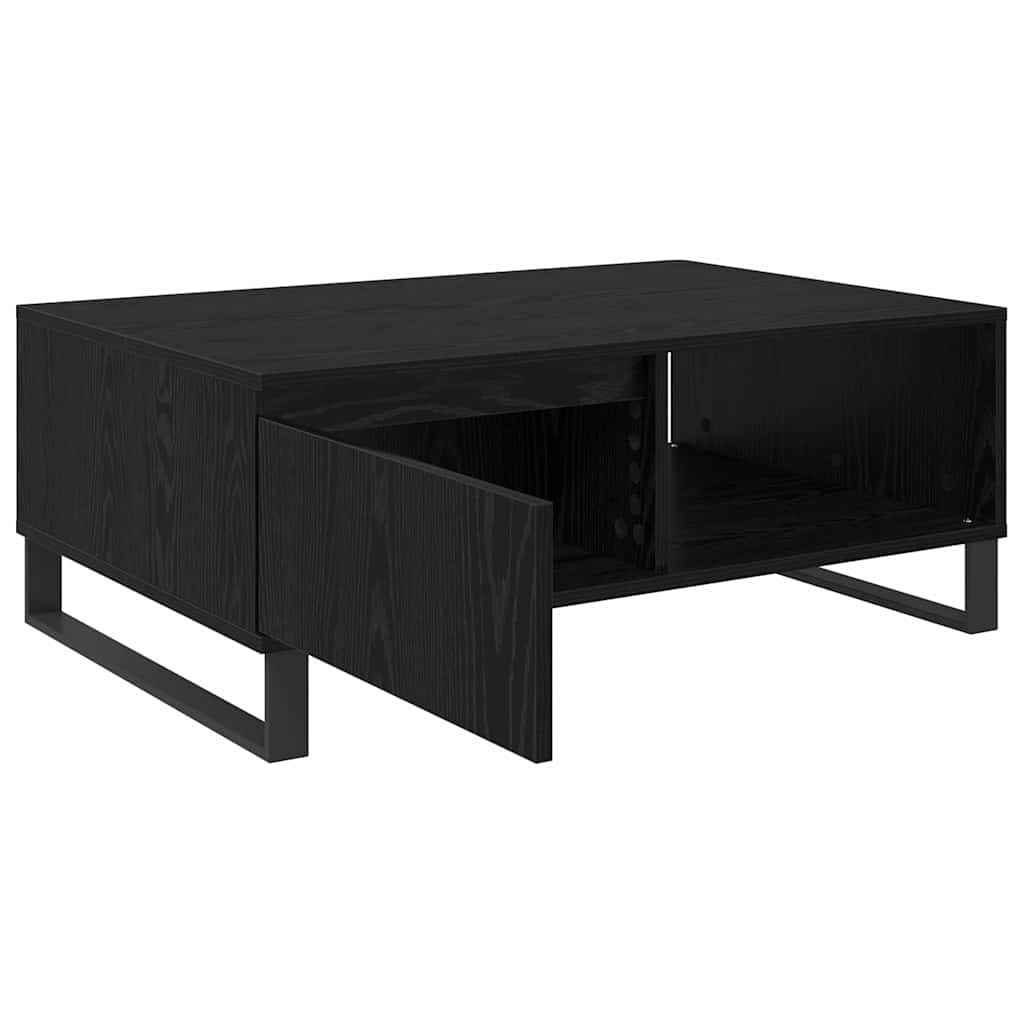 Salontafel Zwart Eiken 90 x 60 x 35 cm Bewerkt hout is nu te koop bij PeponiXL, paradijselijk wonen!