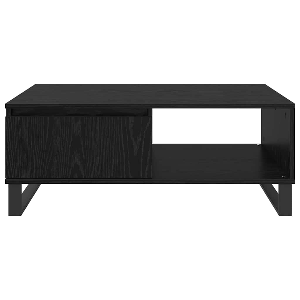 Salontafel Zwart Eiken 90 x 60 x 35 cm Bewerkt hout is nu te koop bij PeponiXL, paradijselijk wonen!