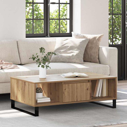 Salontafel Artisan Eiken 104 x 60 x 35 cm Bewerkt hout is nu te koop bij PeponiXL, paradijselijk wonen!