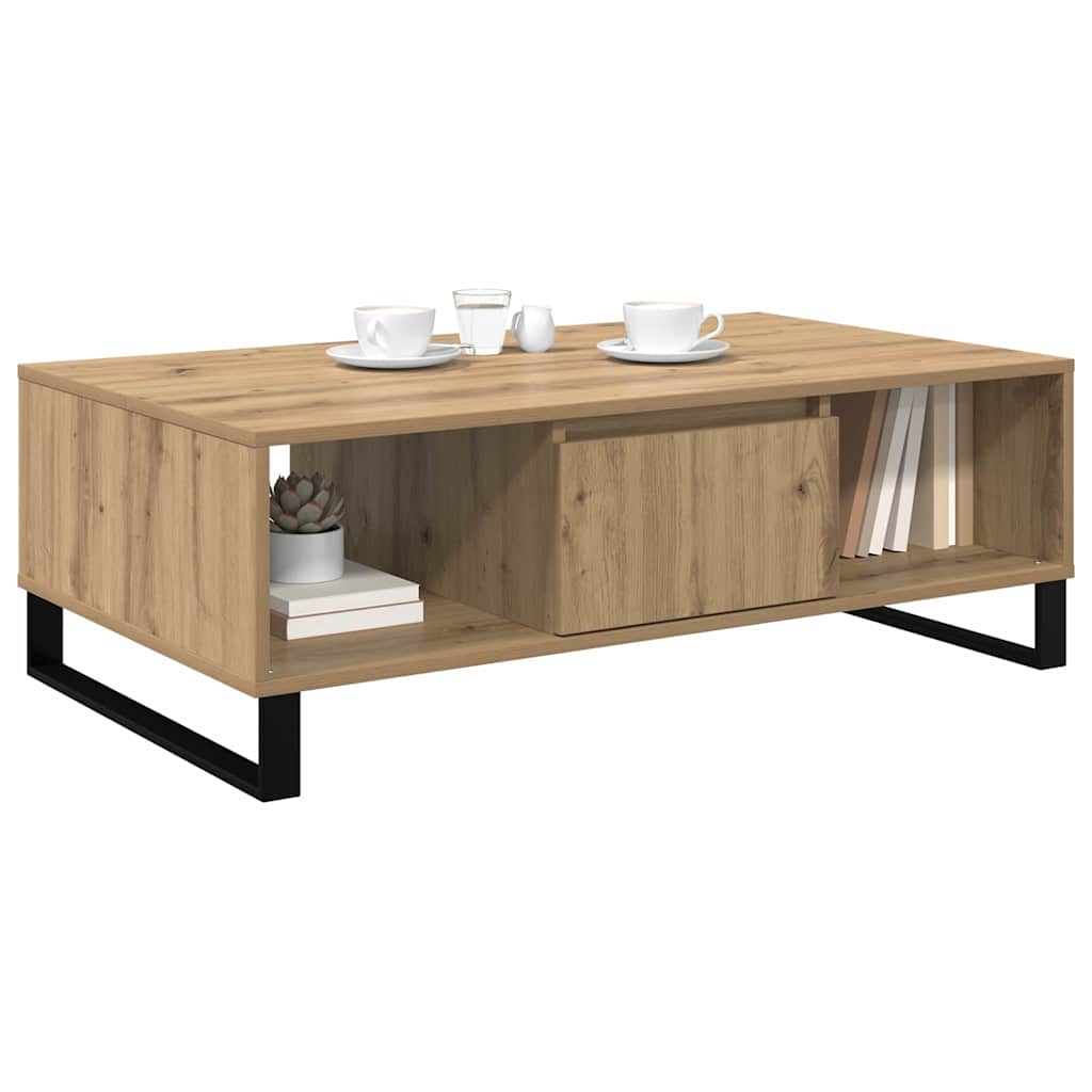 Salontafel Artisan Eiken 104 x 60 x 35 cm Bewerkt hout is nu te koop bij PeponiXL, paradijselijk wonen!