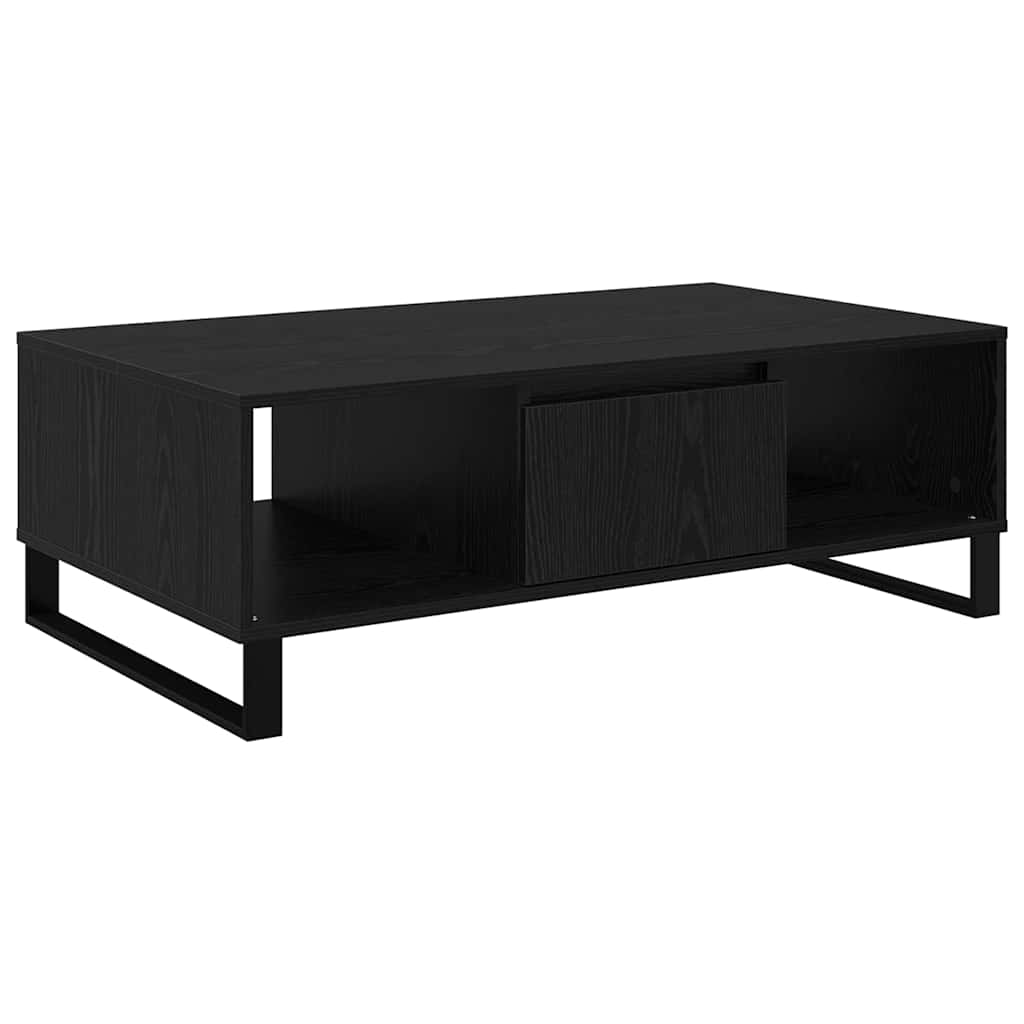 Salontafel Zwart Eiken 104 x 60 x 35 cm Bewerkt hout is nu te koop bij PeponiXL, paradijselijk wonen!