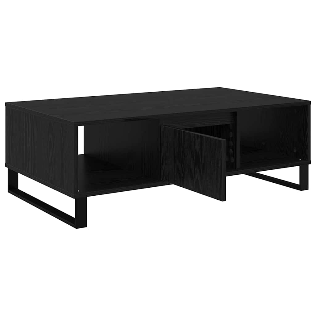 Salontafel Zwart Eiken 104 x 60 x 35 cm Bewerkt hout is nu te koop bij PeponiXL, paradijselijk wonen!