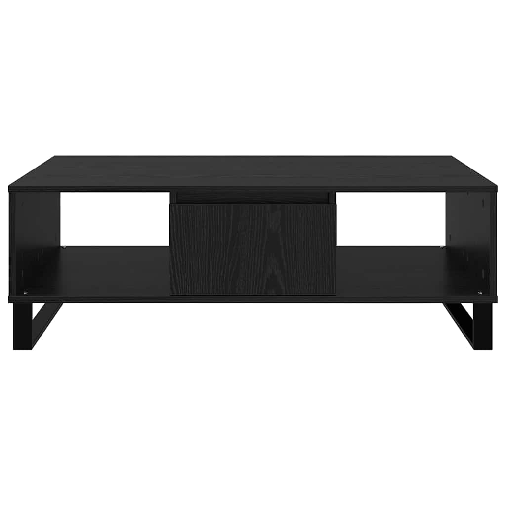 Salontafel Zwart Eiken 104 x 60 x 35 cm Bewerkt hout is nu te koop bij PeponiXL, paradijselijk wonen!