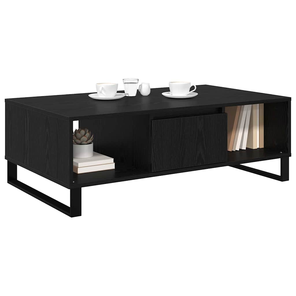 Salontafel Zwart Eiken 104 x 60 x 35 cm Bewerkt hout is nu te koop bij PeponiXL, paradijselijk wonen!