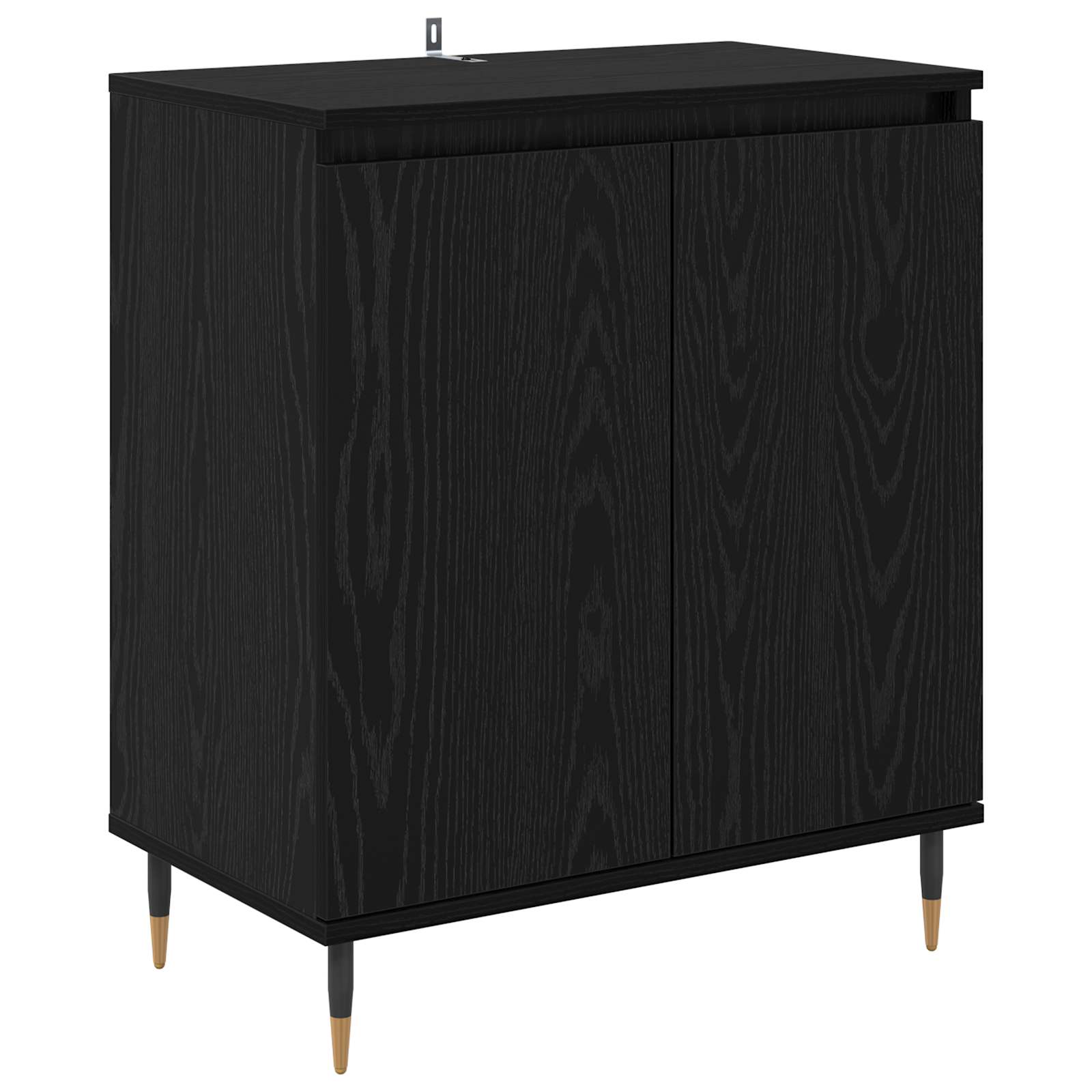 Dressoir Zwart Eiken 60 x 35 x 70 cm Bewerkt hout is nu te koop bij PeponiXL, paradijselijk wonen!