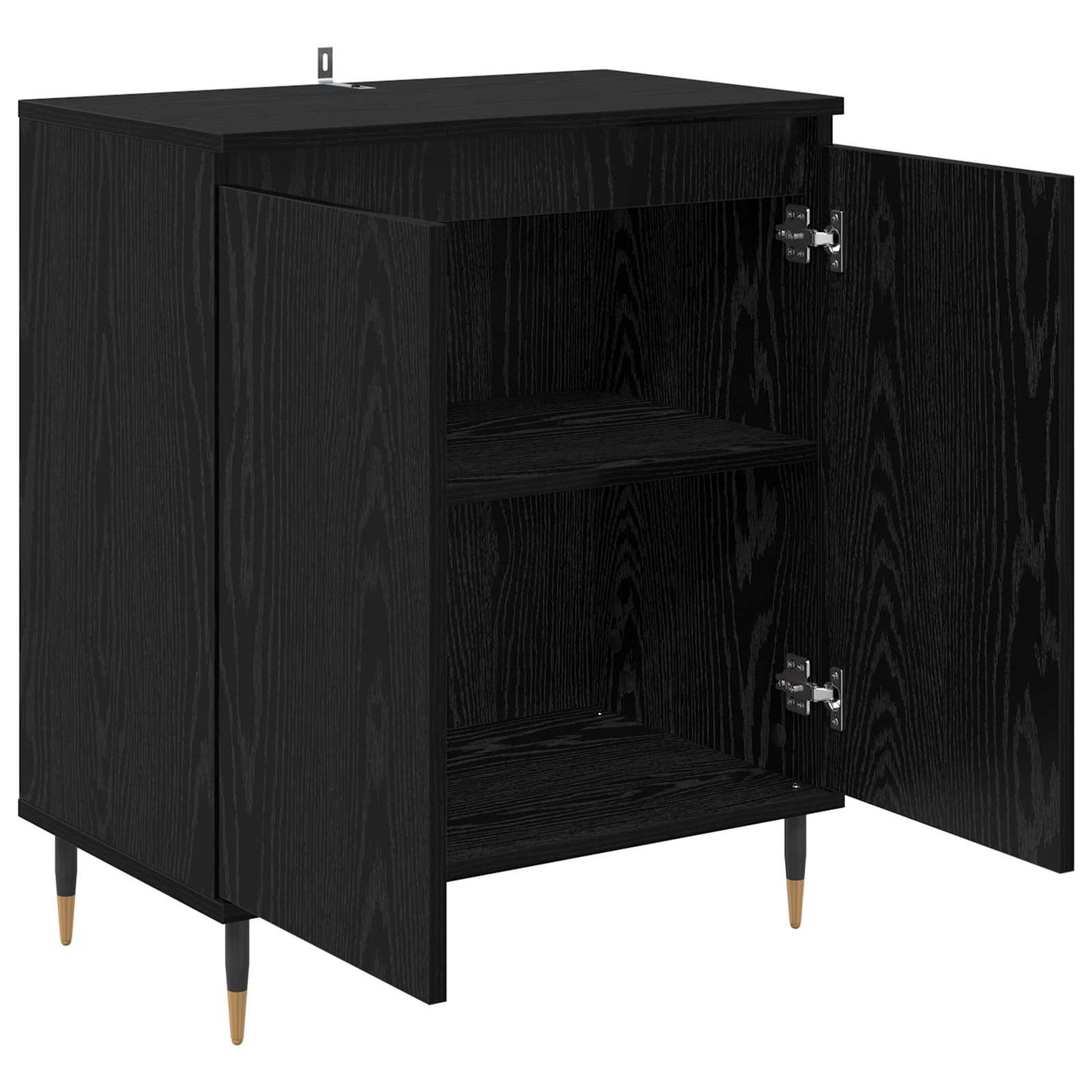 Dressoir Zwart Eiken 60 x 35 x 70 cm Bewerkt hout is nu te koop bij PeponiXL, paradijselijk wonen!