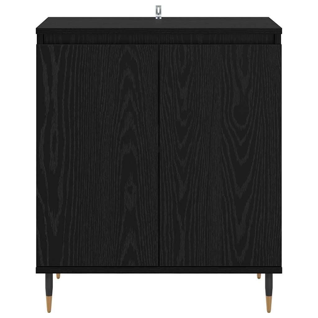 Dressoir Zwart Eiken 60 x 35 x 70 cm Bewerkt hout is nu te koop bij PeponiXL, paradijselijk wonen!