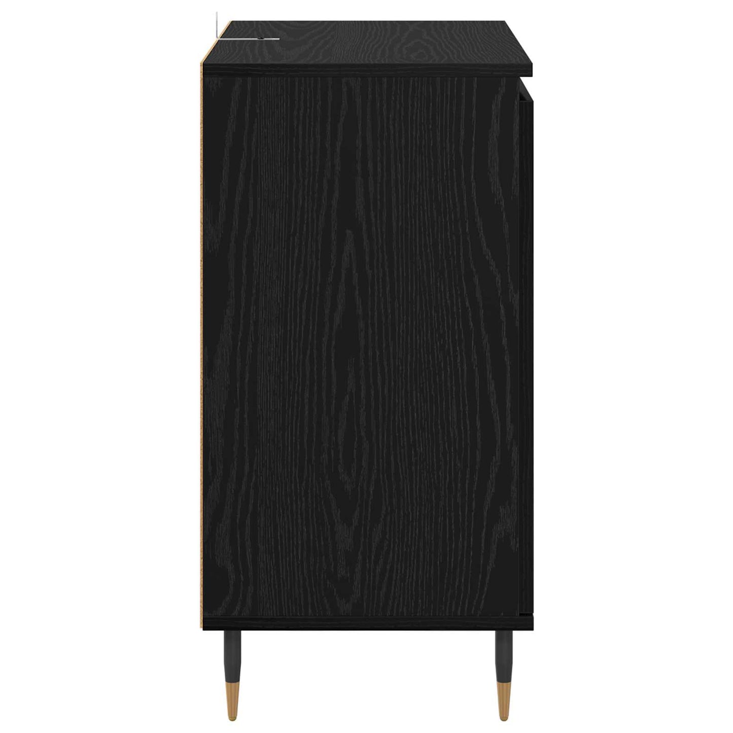 Dressoir Zwart Eiken 60 x 35 x 70 cm Bewerkt hout is nu te koop bij PeponiXL, paradijselijk wonen!