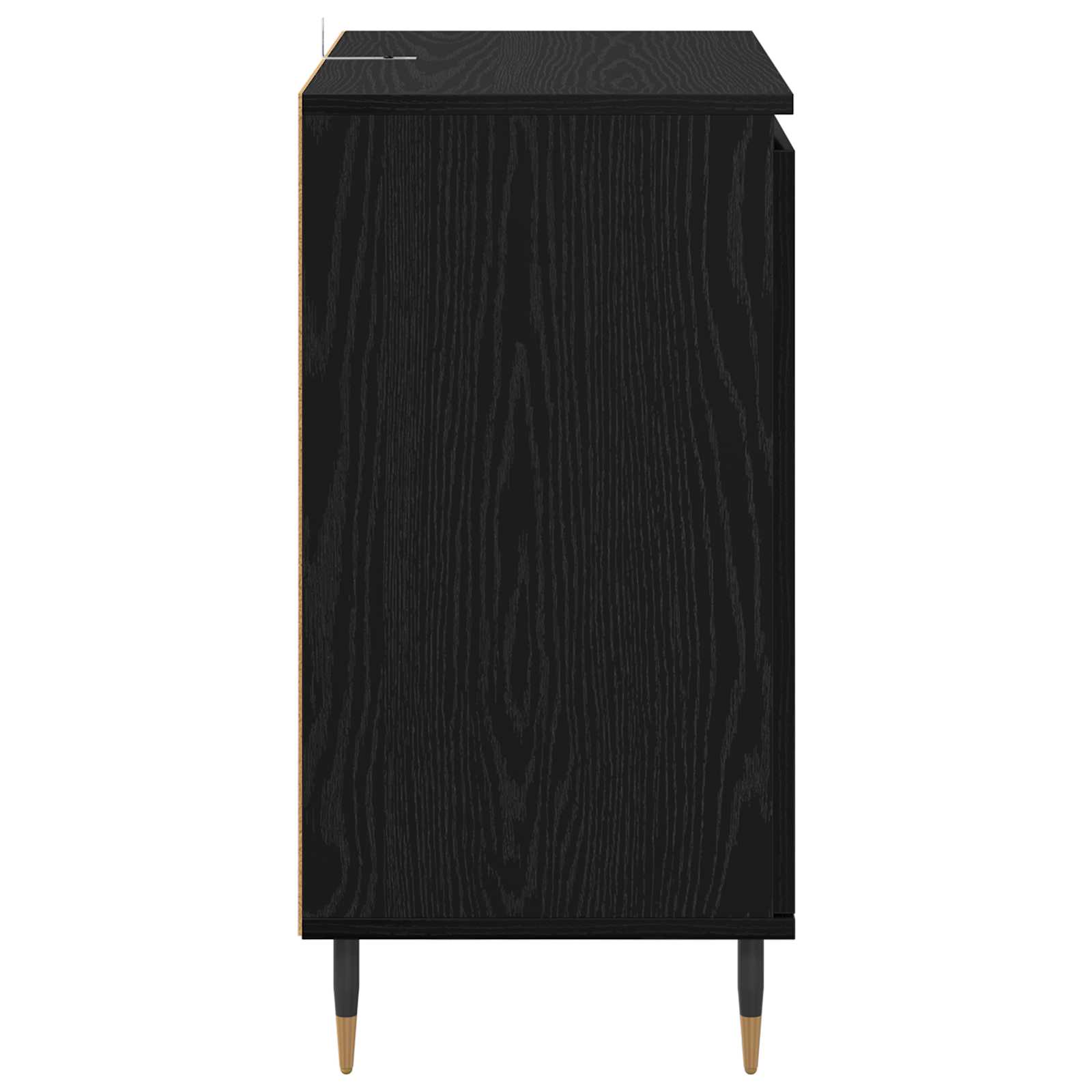 Dressoir Zwart Eiken 60 x 35 x 70 cm Bewerkt hout is nu te koop bij PeponiXL, paradijselijk wonen!