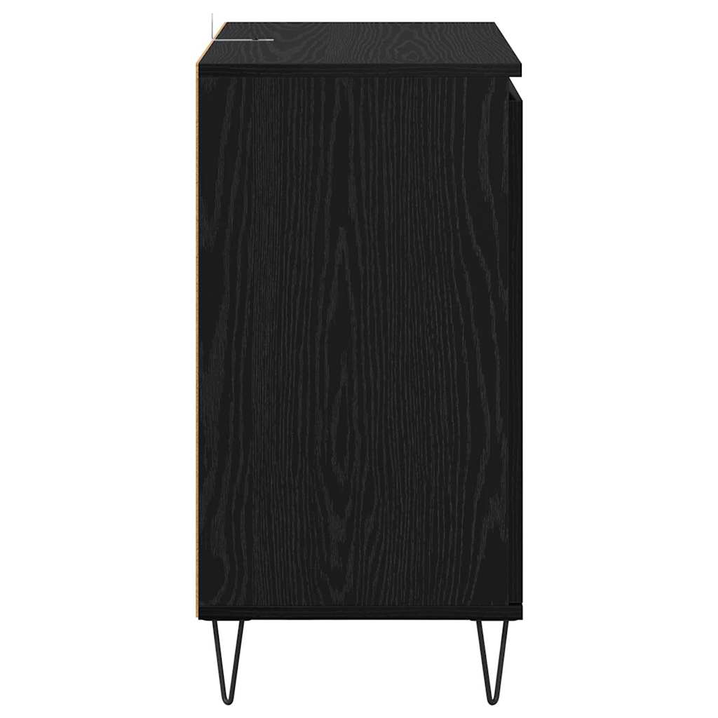 Dressoir Zwart Eiken 60 x 35 x 70 cm Bewerkt hout is nu te koop bij PeponiXL, paradijselijk wonen!