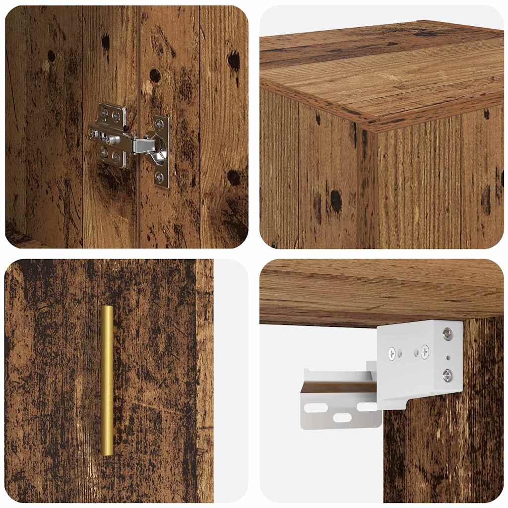 Wandkast Oud Hout 34,5 x 34 x 90 cm Bewerkt hout is nu te koop bij PeponiXL, paradijselijk wonen!