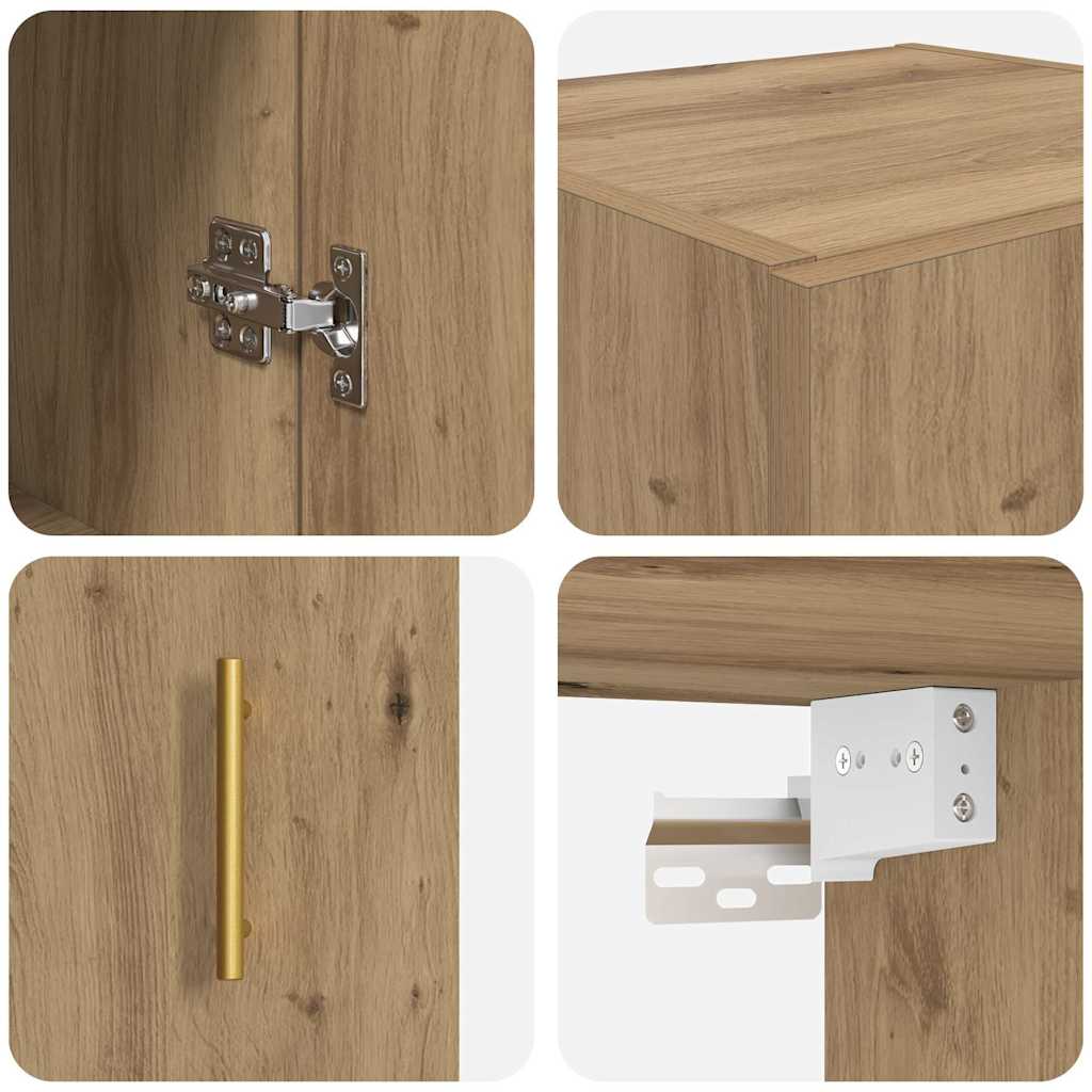Wandkast Artisan Eiken 34,5 x 34 x 90 cm Bewerkt hout is nu te koop bij PeponiXL, paradijselijk wonen!