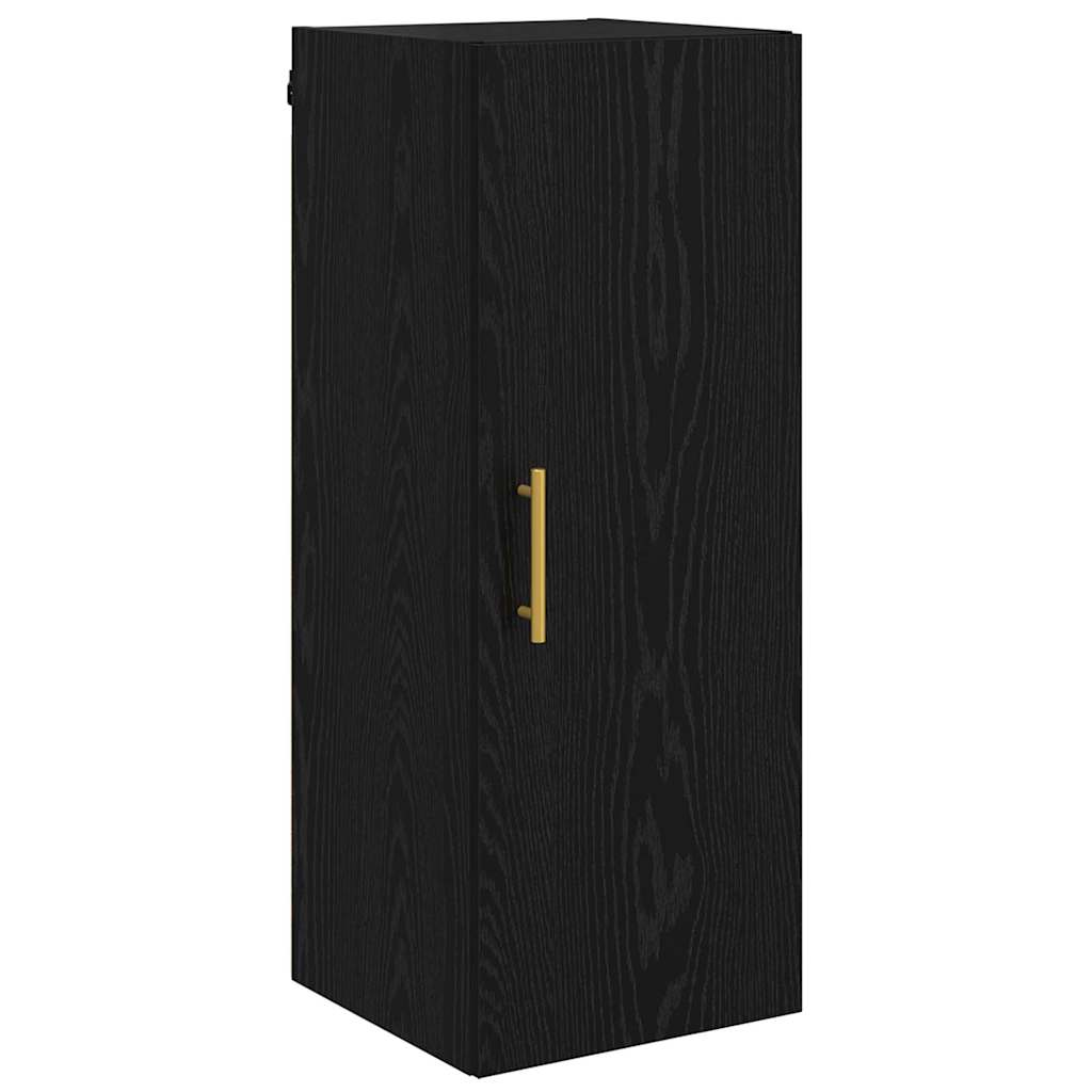 Wandkast Zwart Eiken 34,5 x 34 x 90 cm Bewerkt hout is nu te koop bij PeponiXL, paradijselijk wonen!