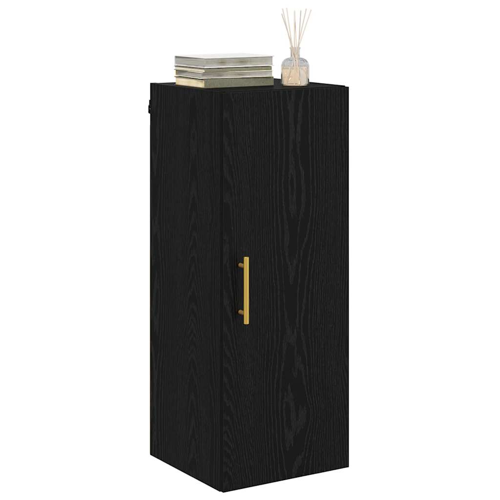 Wandkast Zwart Eiken 34,5 x 34 x 90 cm Bewerkt hout is nu te koop bij PeponiXL, paradijselijk wonen!