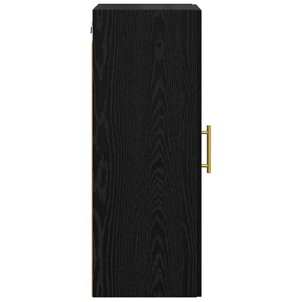 Wandkast Zwart Eiken 34,5 x 34 x 90 cm Bewerkt hout is nu te koop bij PeponiXL, paradijselijk wonen!