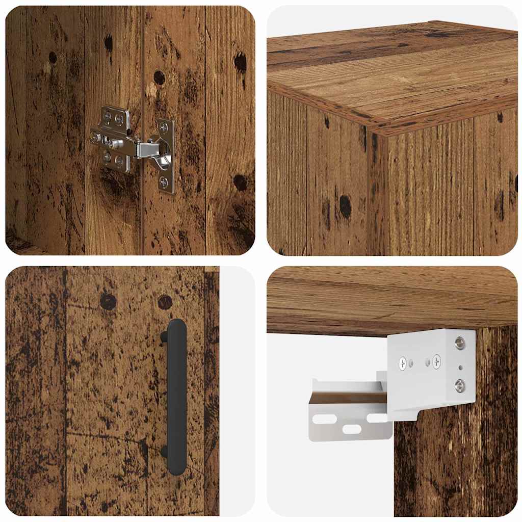 Wandkast Oud Hout 34,5 x 34 x 90 cm Bewerkt hout is nu te koop bij PeponiXL, paradijselijk wonen!