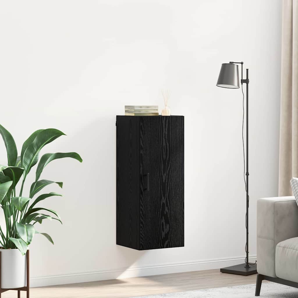 Wandkast Zwart Eiken 34,5 x 34 x 90 cm Bewerkt hout is nu te koop bij PeponiXL, paradijselijk wonen!