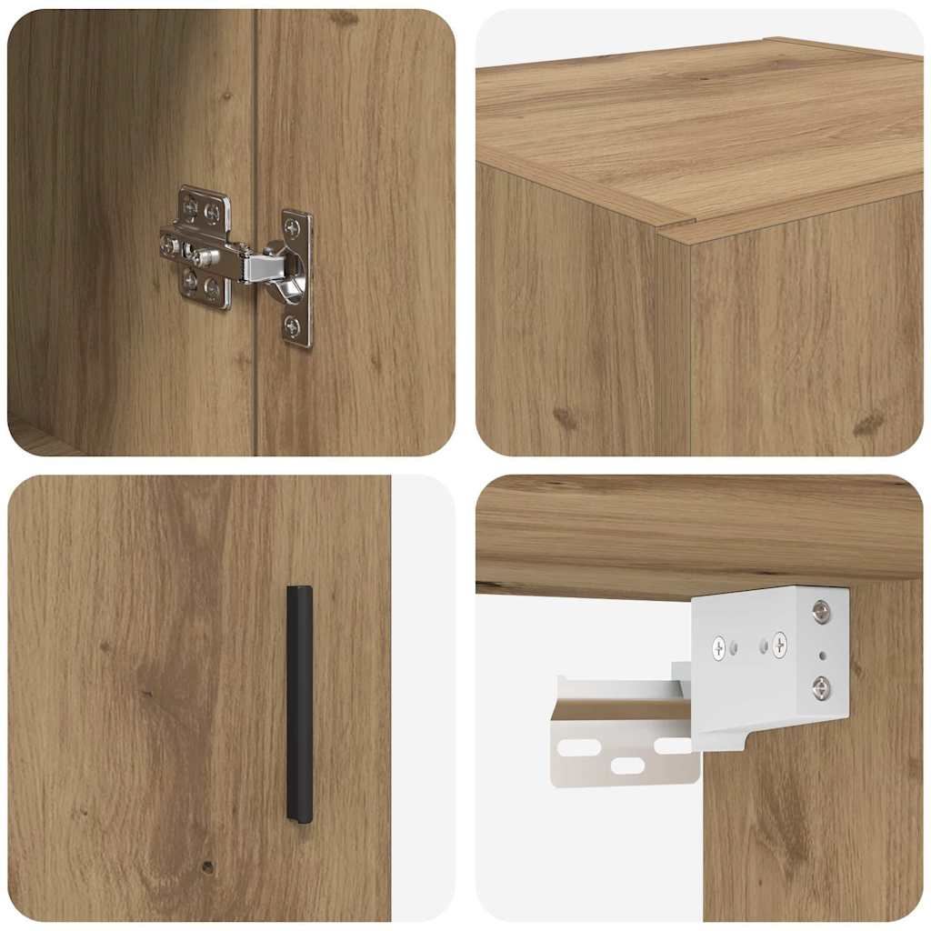 Wandkast Artisan Eiken 34,5 x 34 x 90 cm Bewerkt hout is nu te koop bij PeponiXL, paradijselijk wonen!