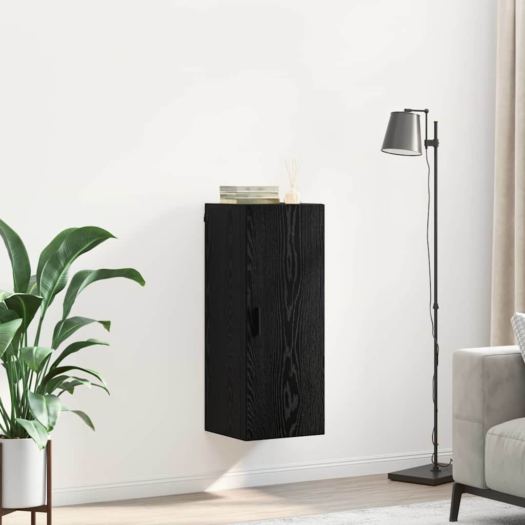 Wandkast Zwart Eiken 34,5 x 34 x 90 cm Bewerkt hout is nu te koop bij PeponiXL, paradijselijk wonen!