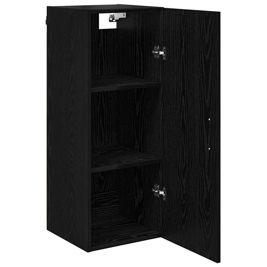 Wandkast Zwart Eiken 34,5 x 34 x 90 cm Bewerkt hout is nu te koop bij PeponiXL, paradijselijk wonen!