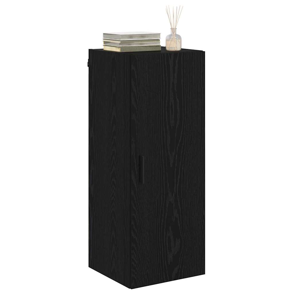 Wandkast Zwart Eiken 34,5 x 34 x 90 cm Bewerkt hout is nu te koop bij PeponiXL, paradijselijk wonen!