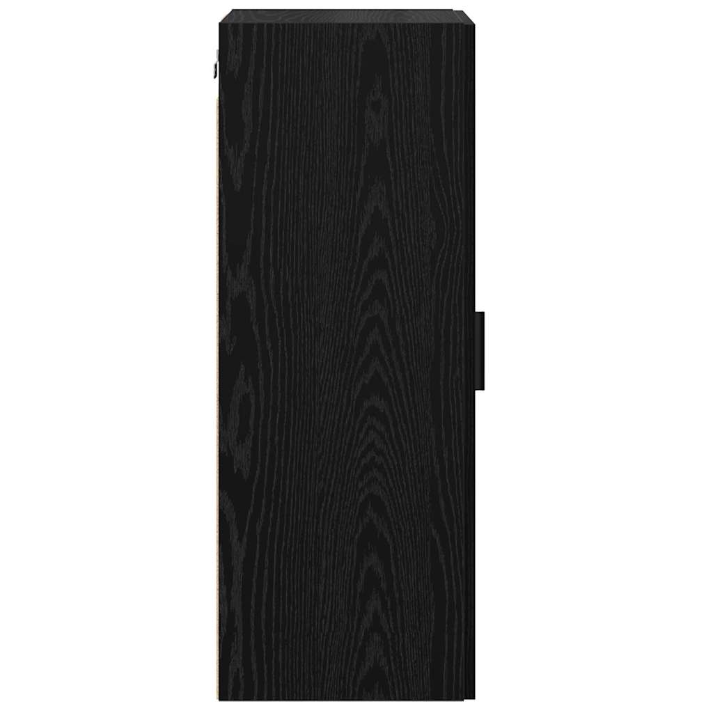 Wandkast Zwart Eiken 34,5 x 34 x 90 cm Bewerkt hout is nu te koop bij PeponiXL, paradijselijk wonen!