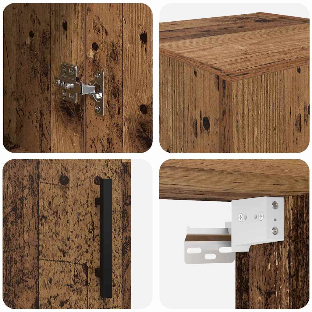 Wandkast Oud Hout 34,5 x 34 x 90 cm Bewerkt hout is nu te koop bij PeponiXL, paradijselijk wonen!