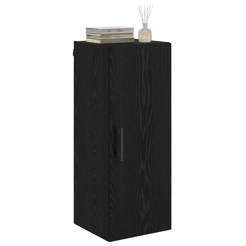 Wandkast Zwart Eiken 34,5 x 34 x 90 cm Bewerkt hout is nu te koop bij PeponiXL, paradijselijk wonen!