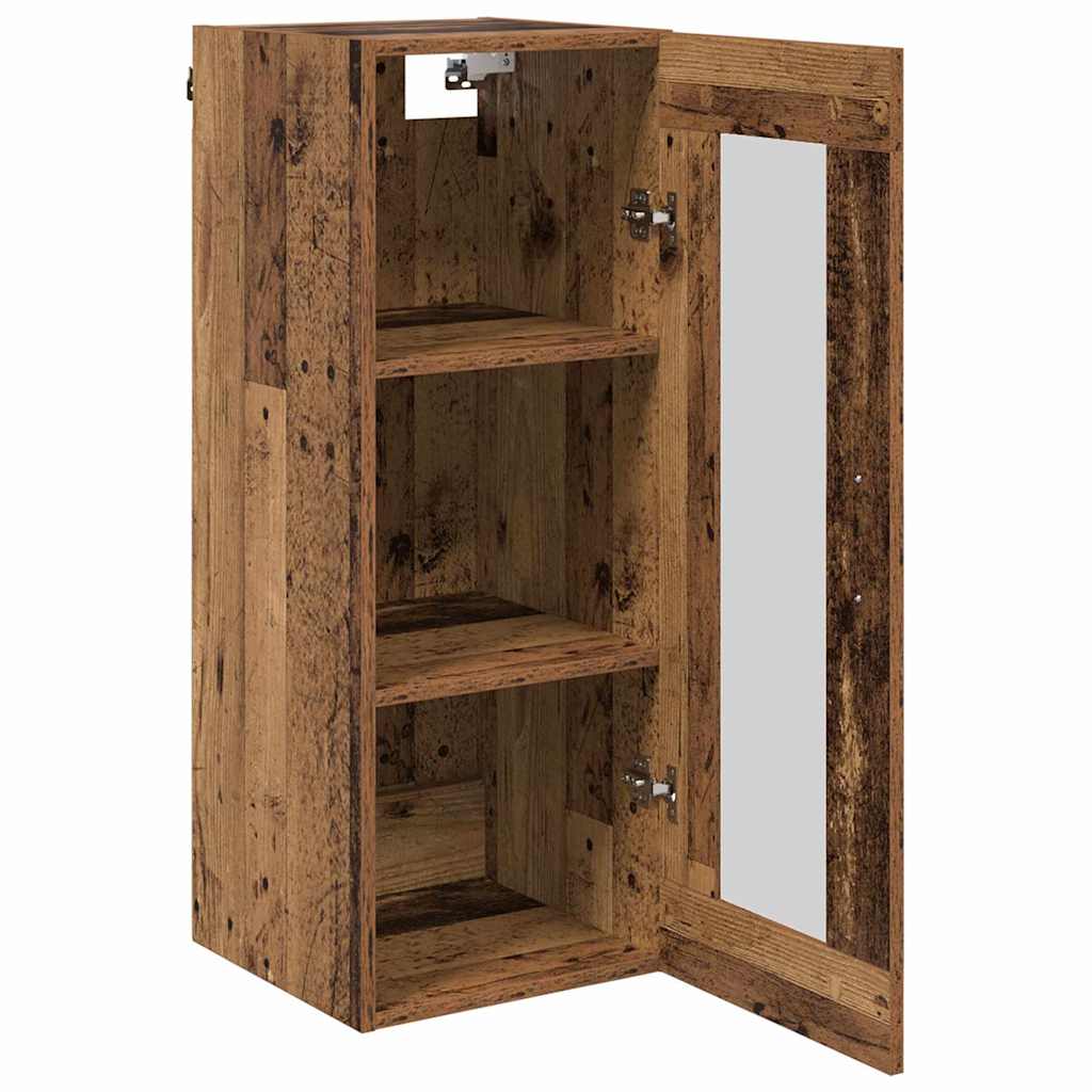 Wandkast Oud Hout 34,5 x 34 x 90 cm Geengineerd Hout en Glas is nu te koop bij PeponiXL, paradijselijk wonen!