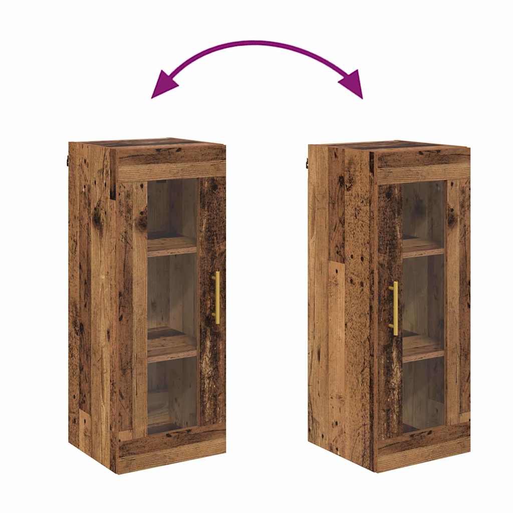 Wandkast Oud Hout 34,5 x 34 x 90 cm Geengineerd Hout en Glas is nu te koop bij PeponiXL, paradijselijk wonen!
