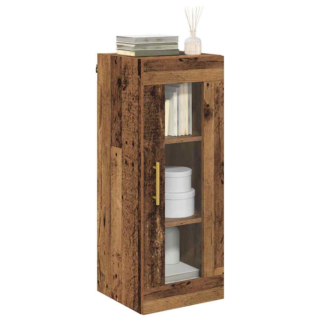 Wandkast Oud Hout 34,5 x 34 x 90 cm Geengineerd Hout en Glas is nu te koop bij PeponiXL, paradijselijk wonen!