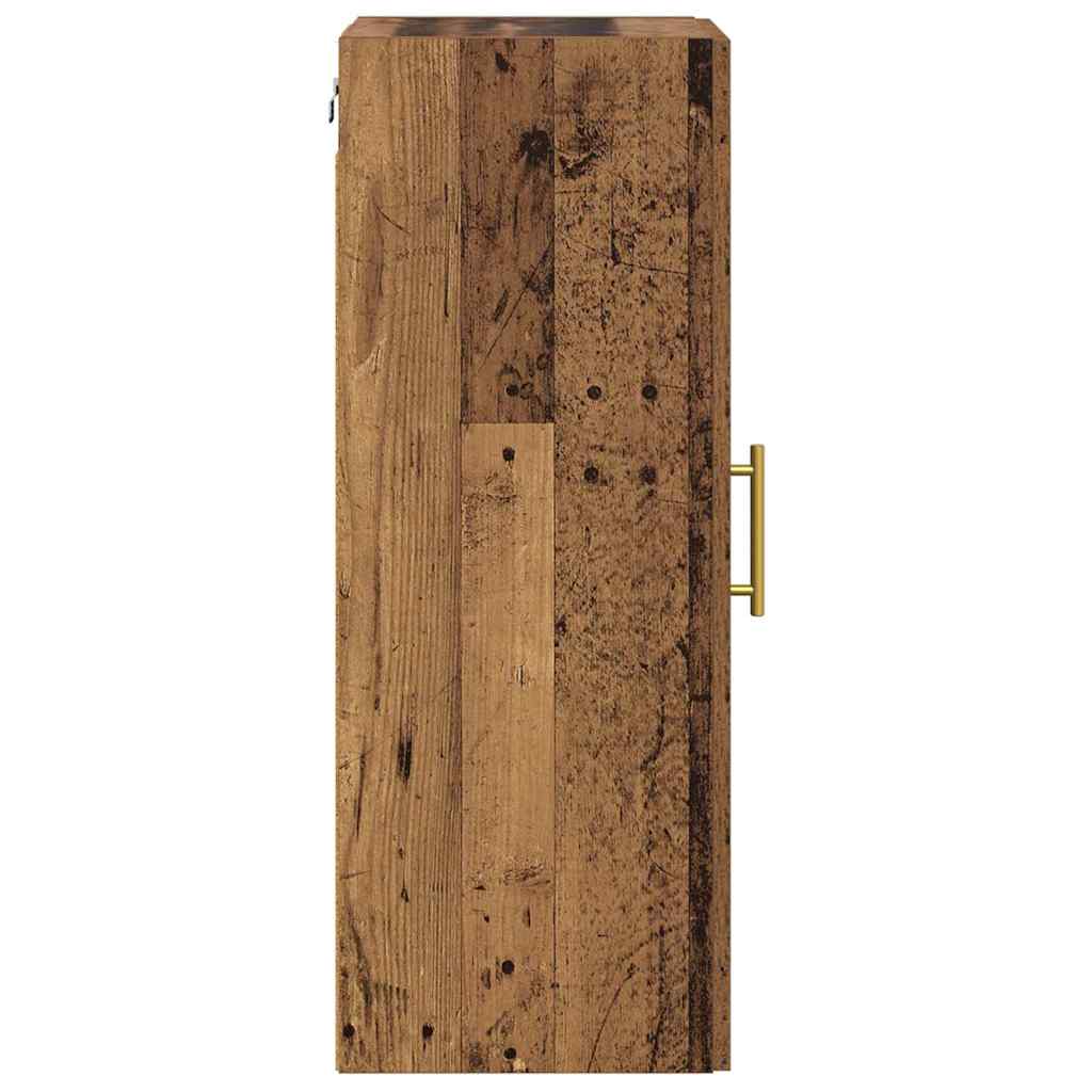 Wandkast Oud Hout 34,5 x 34 x 90 cm Geengineerd Hout en Glas is nu te koop bij PeponiXL, paradijselijk wonen!