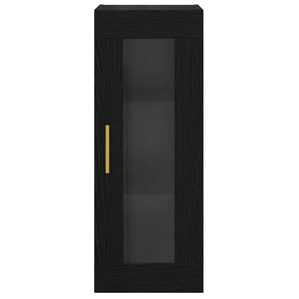 Wandkast Zwart Eiken 34,5 x 34 x 90 cm Geengineerd Hout en Glas is nu te koop bij PeponiXL, paradijselijk wonen!