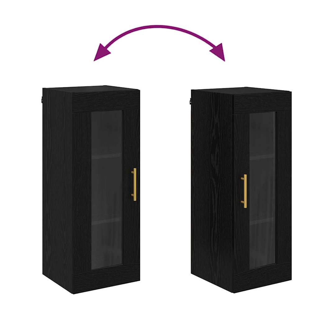 Wandkast Zwart Eiken 34,5 x 34 x 90 cm Geengineerd Hout en Glas is nu te koop bij PeponiXL, paradijselijk wonen!