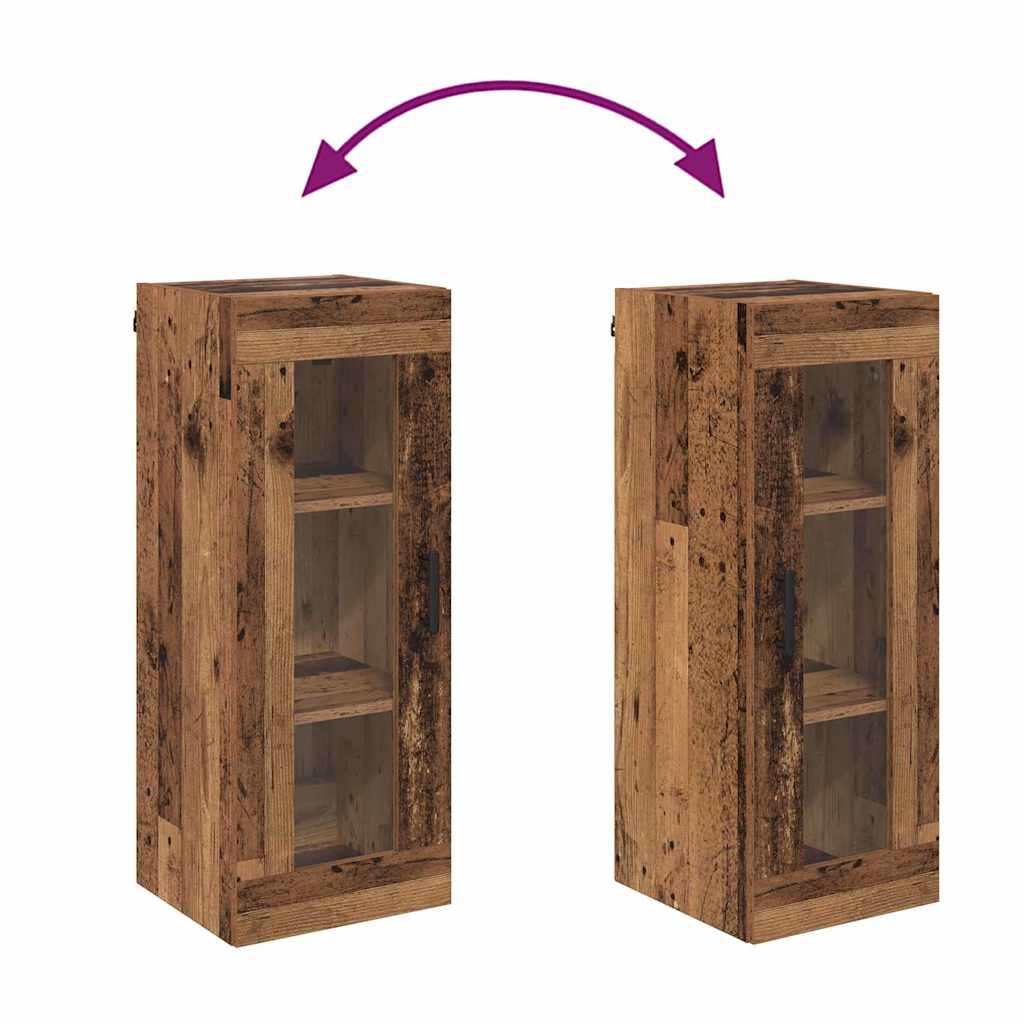 Wandkast Oud Hout 34,5 x 34 x 90 cm Geengineerd Hout en Glas is nu te koop bij PeponiXL, paradijselijk wonen!