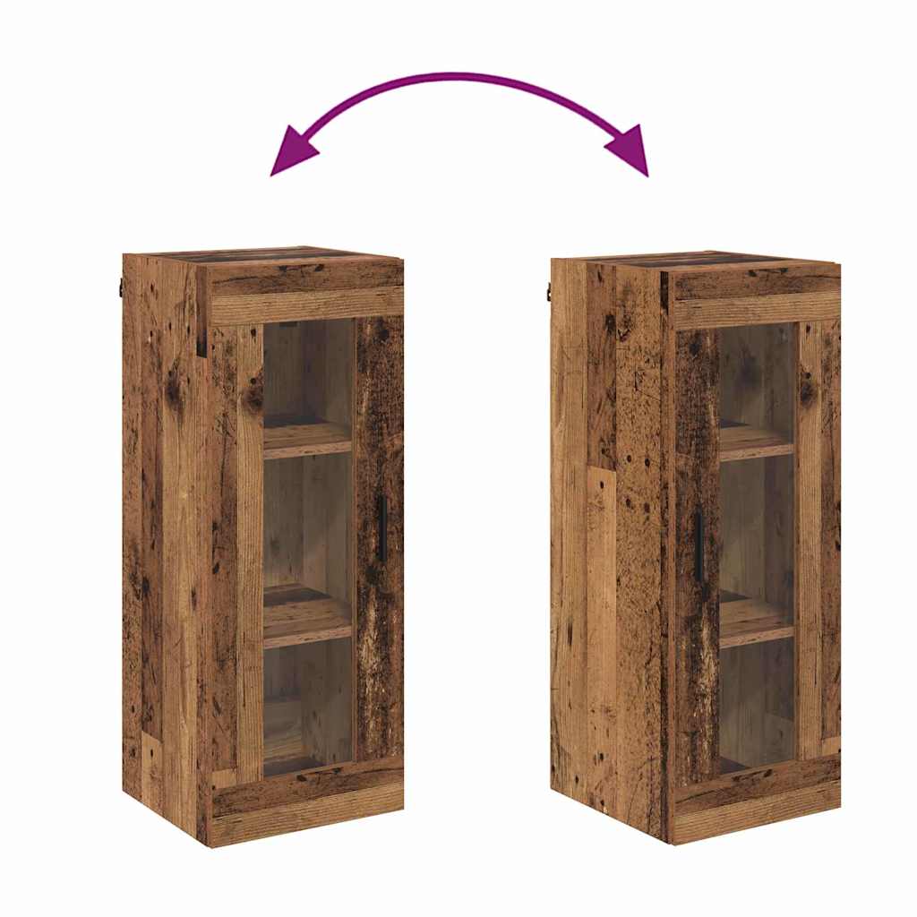 Wandkast Oud Hout 34,5 x 34 x 90 cm Geengineerd Hout en Glas is nu te koop bij PeponiXL, paradijselijk wonen!
